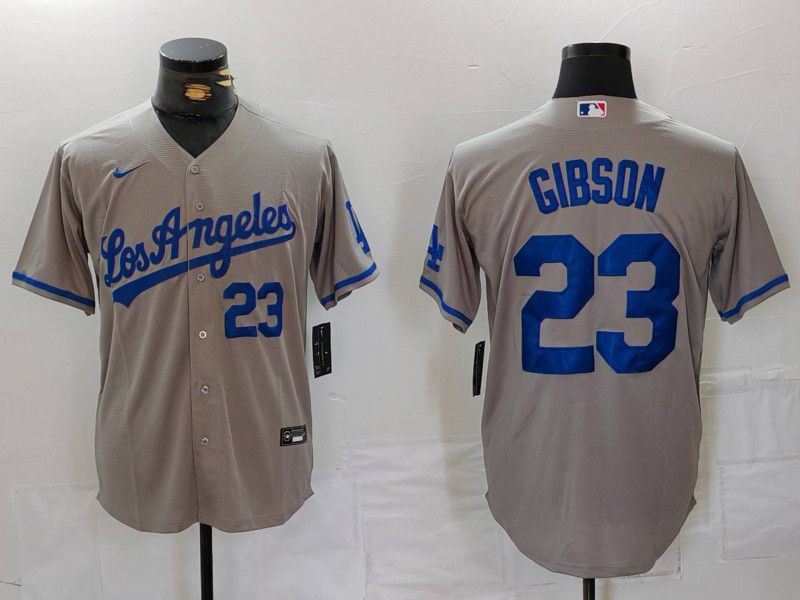Men Los Angeles Dodgers #23 Gibson Grey Nike Game 2024 MLB Jersey style 5